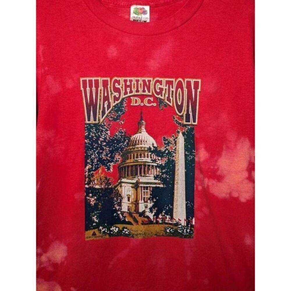 Vintage Washington Red Distressed Shirt Graphic Tee‎ Y2K Streetwear 90s Large